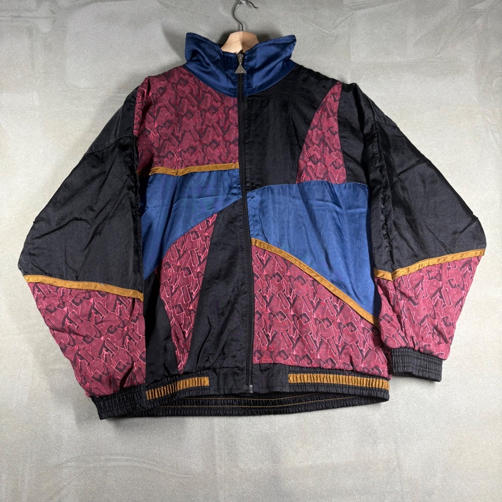 Vintage 90s Casual Isle Colorblock Windbreaker Jacket Mens Large Black Blue Red